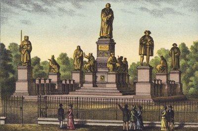 Pomnik Lutra w Wormacji (chromolitho) autorstwa German School