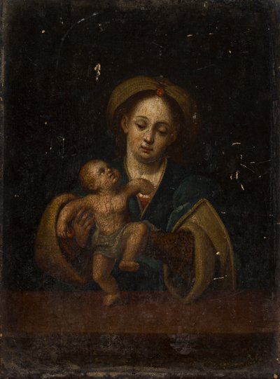 Madonna z Dzieciątkiem (olej na desce dębowej) autorstwa German School