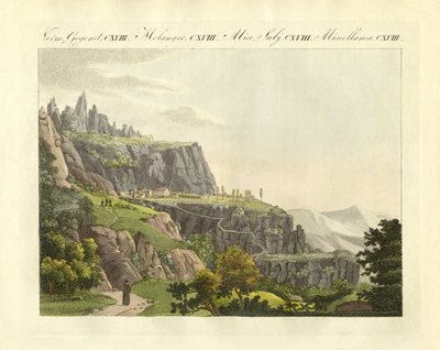 Montserrat w Hiszpanii (kolorowy grawerunek) autorstwa German School