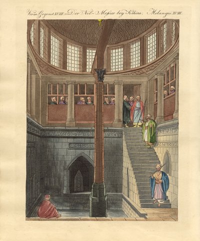 Nilometr na wyspie Rawda pod Kairem (kolorowy grawerunek) autorstwa German School