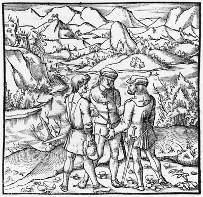 Przysięga Rutli, ilustracja z Cosmographie Universelle autorstwa Sebastiena Munstera (1488-1552) Bazylea, opublikowana 1559 autorstwa German School