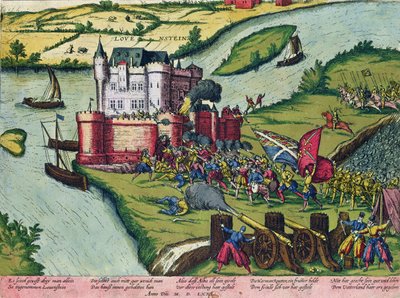 Oblężenie Louvain i bohaterstwo Harmana Reutera przeciwko siłom hiszpańskim w 1571 roku (patrz także 88468) autorstwa German School