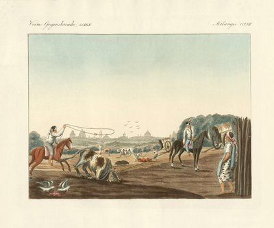Na południe od Matadero, jednej z publicznych rzeźni Buenos Aires (kolorowy grawerunek) autorstwa German School