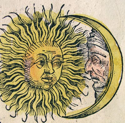 The Sun and Moon, opublikowane w Kronice Norymberskiej, 1493 autorstwa German School