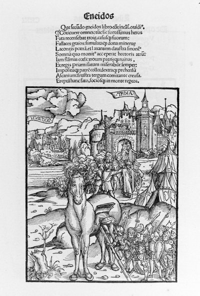 Koń trojański. Eneida. Ksylografia Sebastiana Branta. Strasburg autorstwa German School