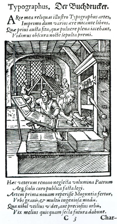 The Typographer, wydana przez Hartmana Schoppera autorstwa German School