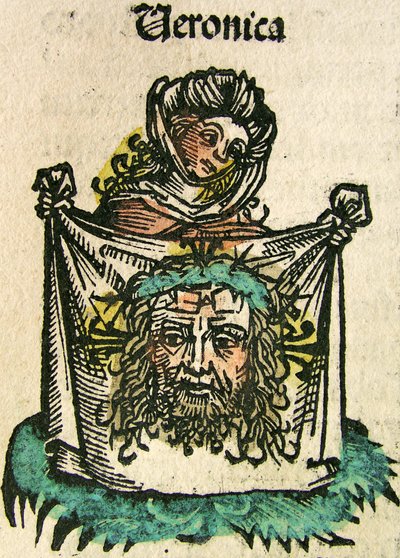 Chusta Weroniki, opublikowana w Kronice Norymberskiej, 1493 autorstwa German School