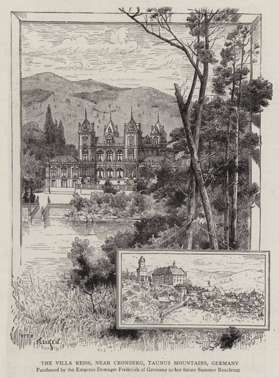 Willa Reiss, niedaleko Cronberg, góry Taunus, Niemcy (rycina) autorstwa German School