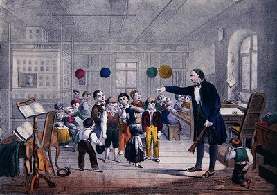 Wiejski nauczyciel, c.1850 (kolor lito) autorstwa German School