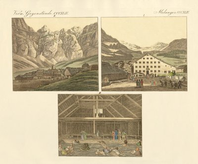 Kąpiel Leukera w kantonie Wallis (kolorowy grawerunek) autorstwa German School