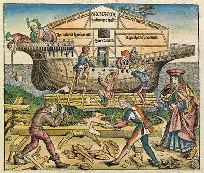 Budynek Arki Noego, opublikowany w Kronice Norymberskiej, 1493 autorstwa German School