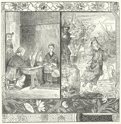 Śmierć Wang Zhaojuna w wierszu Ma Zhiyuana Jesień w Pałacu Han (rycina) autorstwa German School