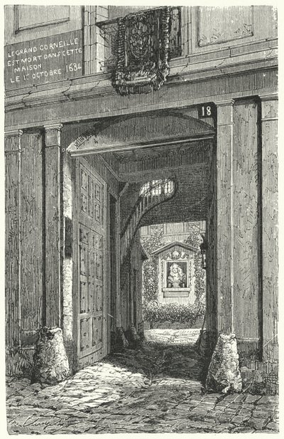 Dom w Paryżu, w którym w 1684 roku zmarł francuski dramaturg Pierre Corneille (rycina) autorstwa German School