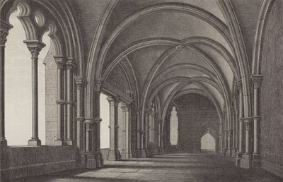 Hol w klasztorze Maulbronn, Badenia-Wirtembergia, Niemcy (grafika) autorstwa German School