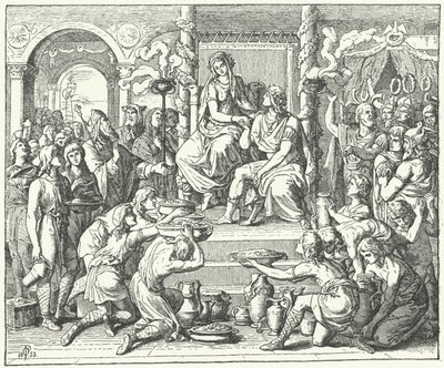 Ślub Ataulfa, króla Wizygotów, i Galli Placydii, córki cesarza rzymskiego Teodozjusza I, 414 (rycina) autorstwa German School