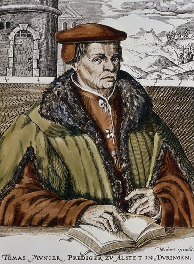 Thomas Muntzer, ok. 1600 (drewno ręcznie barwiony) autorstwa German School