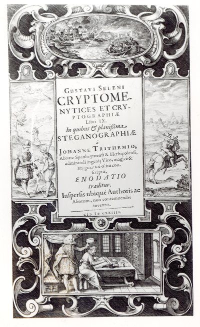 Strona tytułowa do księgi 9 Cryptomenysis and Cryptography Gustavusa Selenusa (Augustusa, księcia Brunszwiku), 1624 autorstwa German School