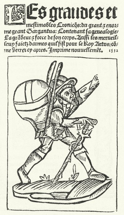 Strona tytułowa z najbardziej znanego wydania Gargantua, powieści Francois Rabelais (rycina) autorstwa German School