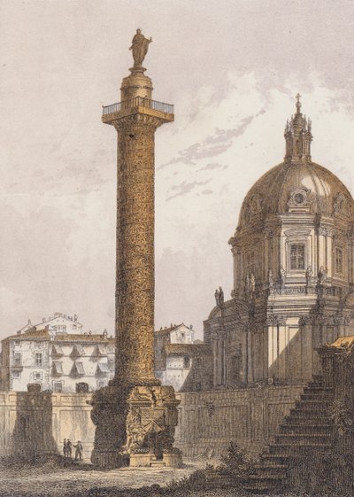 Kolumna Trajana, Rzym (kolorowa litografia) autorstwa German School