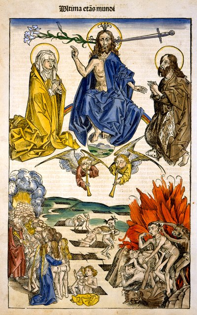 Ultima etas Mundi (Sąd Ostateczny) z Liber Chronicarum Hartmanna Schedla, 1493 autorstwa German School