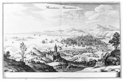 Widok Marsylii z Topographia Galliae Martina Zeillera, wydana w latach 1655-61 autorstwa German School