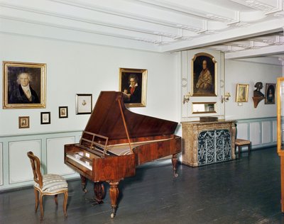 Widok sali z fortepianem Ludwiga van Beethovena (1770-1827) autorstwa German School