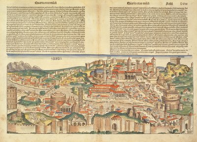 Widok na Rzym z Kroniki Norymberskiej Hartmanna Schedla (1440-1514) 1493 autorstwa German School