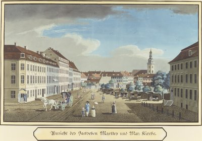 Widok na Hackescher Markt i Kościół Mariacki w Berlinie (wc na papierze) autorstwa German School