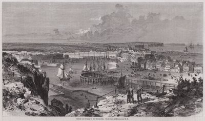Widok na port Dieppe, Normandia, Francja (grawerowanie) autorstwa German School