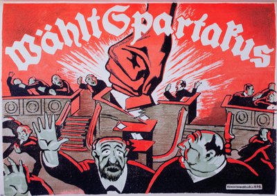 Votez Spartakus, plakat wyborczy Ligi Spartakusowskiej, 1918 autorstwa German School
