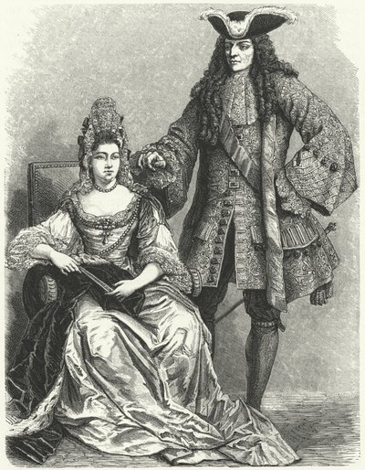 Wilhelm III i Maria II, król i królowa Anglii (grafika) autorstwa German School