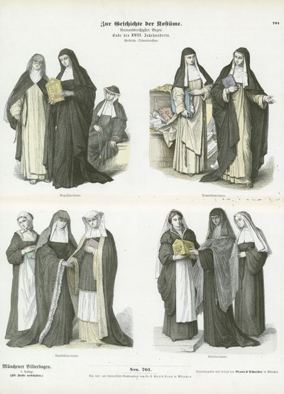 Stroje damskie chrześcijańskich zakonów, koniec XVIII wieku autorstwa German School