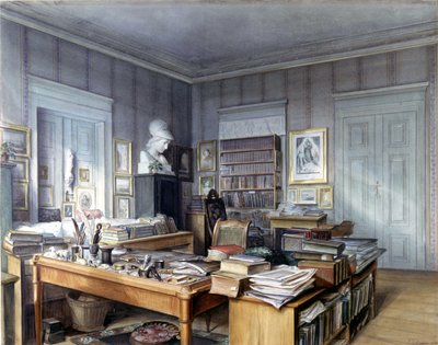 Pracownia Wilhelma Grimma (1786-1859) w Berlinie, 7 Linkstrasse. Grawerowanie przez pana Hoffmanna. Muzeum Narodowe w Norymberdze. 1860. autorstwa German School