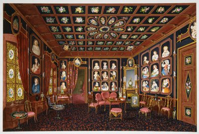 Salon rozmów w Villa Lazarovich, rezydencja Maksymiliana Habsburga (1832-1867) w Trieście, tempera autorstwa Germano Prosdocimiego autorstwa Germano Prosdocimi