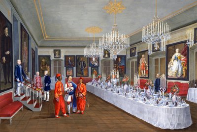 Jadalnia z cyklem portretów cesarzy habsburskich, obraz Josefa Kissa, Villa Lazarovich, rezydencja w Trieście Maksymiliana Habsburga (1832-1867), tempera, Germano Prosdocimi autorstwa Germano Prosdocimi