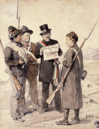Pięć dni Mediolanu, Gerolamo Induno (1827-1890), akwarela autorstwa Gerolamo Induno