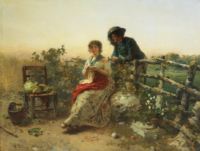 W czasie pokoju, Gerolamo Induno, ok. 1880, olej na drewnie autorstwa Gerolamo Induno