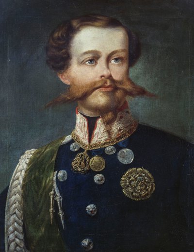 Portret Wiktora Emanuela II (1820-1878), króla Włoch, Gerolamo Induno, olej na płótnie autorstwa Gerolamo Induno