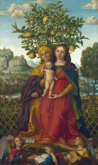 Girolamo dai Libri (1474-1555) Dziewica z Dzieciątkiem ze św. Anną Olej na płótnie ok. 1510-1520 National Gallery, Londyn 158,1x94 autorstwa Gerolamo dai Libri