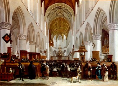 Wnętrze kościoła. Obraz Gerrita Berckheyde (1638-1698), holenderskiego malarza. Londyn, Galeria Narodowa autorstwa Gerrit Adriaensz Berckheyde