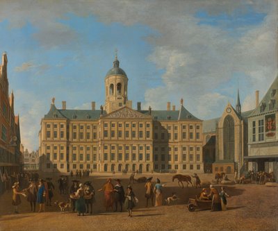 Ratusz w Amsterdamie na zaporze autorstwa Gerrit Adriaenszoon Berckheyde
