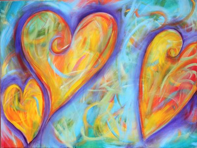 Chalk Hearts, 2023 (akryl na płótnie) autorstwa Gerrit Greve
