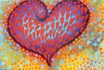 Confetti Hearts, 2023 (akryl na płótnie) autorstwa Gerrit Greve