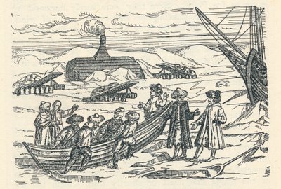 Barents w Arktyce: Chata, w której zimowaliśmy, 1598, 1912 autorstwa Gerrit de Veer