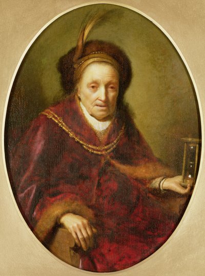 Stara kobieta z kieliszkiem godzinowym autorstwa Gerrit Dou