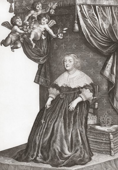 Maria Medycejska, królowa Francji. Portret (druk) autorstwa Gerrit van (after) Honthorst