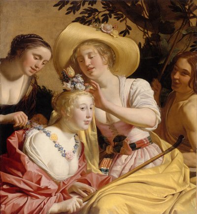 Pasterka ozdobiona kwiatami autorstwa Gerrit van Honthorst