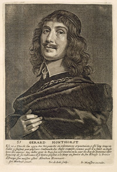 Autoportret, rytowany przez Johannesa Meyssensa (1612-70) autorstwa Gerrit van Honthorst