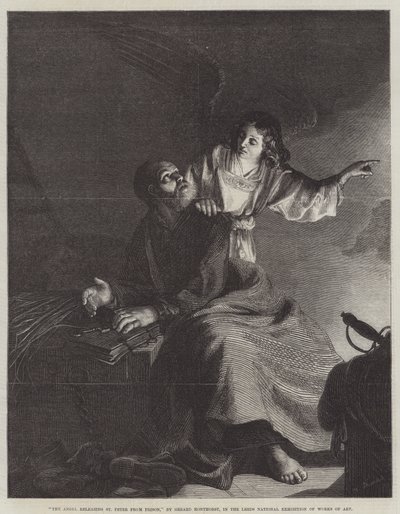 Anioł uwalniający św. Piotra z więzienia autorstwa Gerrit van Honthorst