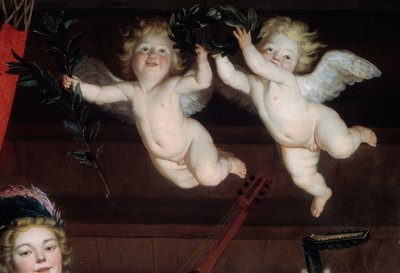 Koncert The Angels Detail. Obraz Gerrita Van Honthorsta (1590-1656) 1624 Nd. 1,68x1,78 m² autorstwa Gerrit van Honthorst